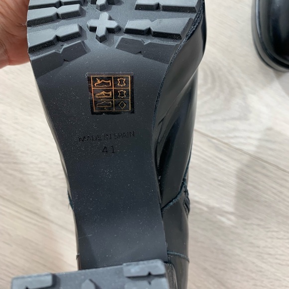 L’intervalle Fergy Black Leather Heeled Lace Up Ankle Boots - Picture 7 of 9